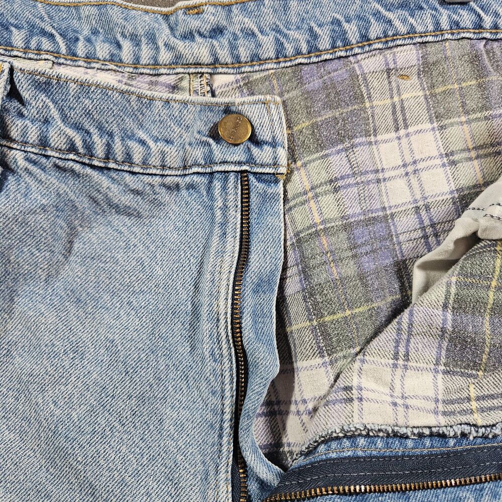 Men's Flannel Lined Blue Jeans Relaxed Fit Light Wash Denim Pants Winter Warm